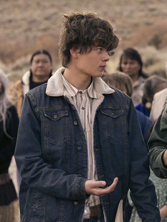 Tate Dutton Marshals S01 Denim Shearling Jacket