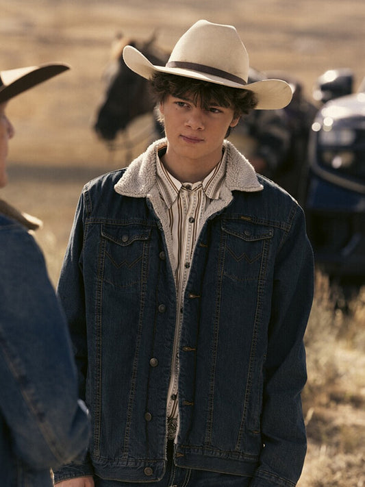 Tate Dutton Marshals S01 Denim Shearling Jacket