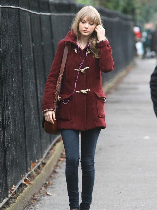 Taylor Swift Burgundy Wool Duffle Coat