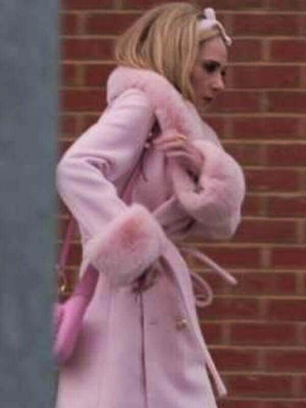 Ted Lasso S03 Juno Temple Pink Wool Coat