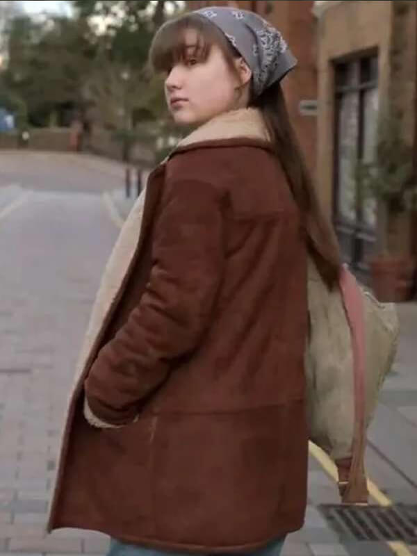 Ted Lasso S03 KiKi May Shearling Brown Leather Jacket