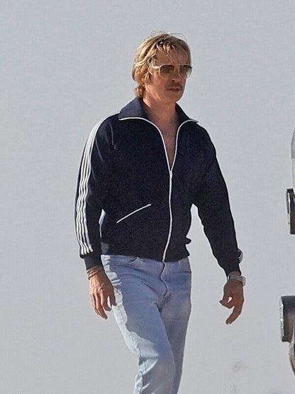 The Adventures Of Cliff Booth Brad Pitt Blue Track Jacket