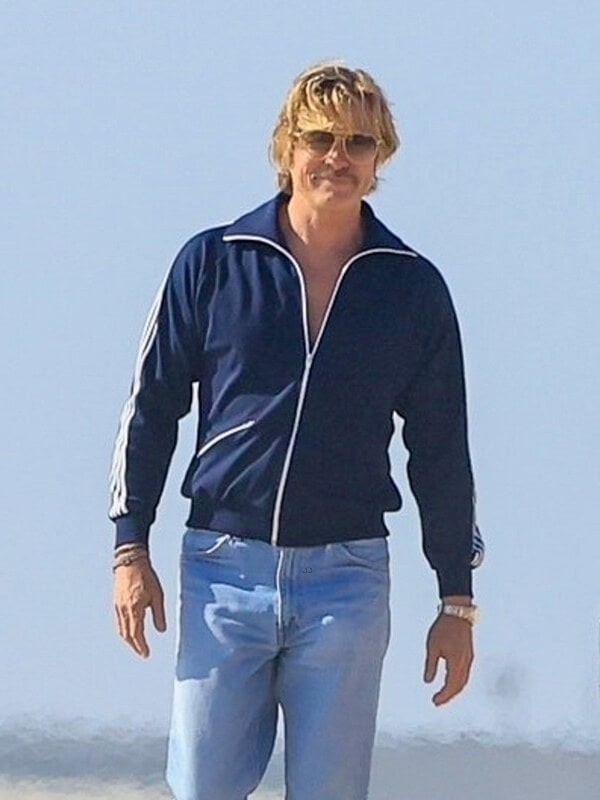 The Adventures Of Cliff Booth Brad Pitt Blue Track Jacket