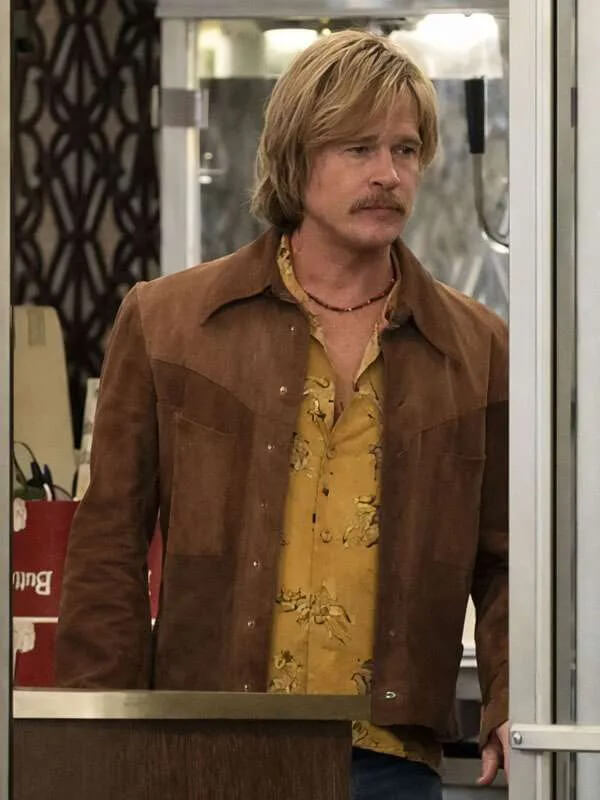 The Adventures Of Cliff Booth Brad Pitt Suede Leather Jacket