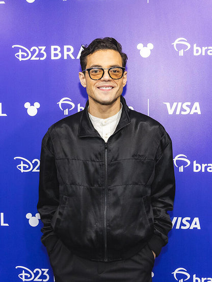 The Amateur 2025 Rami Malek Black Satin Jacket