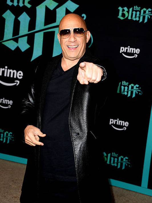 The Bluff 2026 Vin Diesel Black Leather Coat