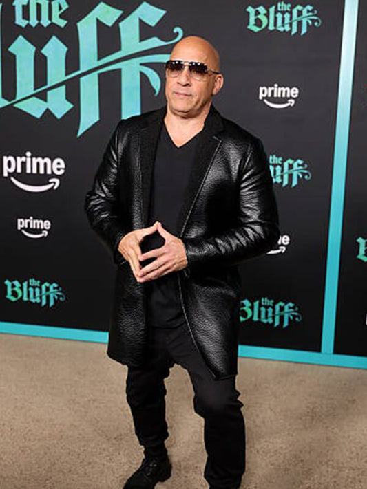 The Bluff 2026 Vin Diesel Black Leather Coat