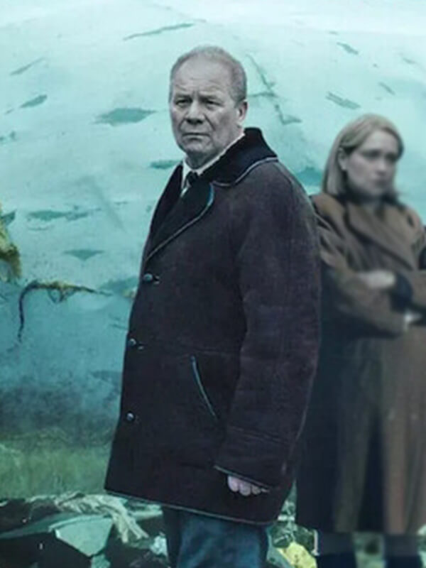 The Bombing of Pan Am 103 Peter Mullan Brown Shearling Coat