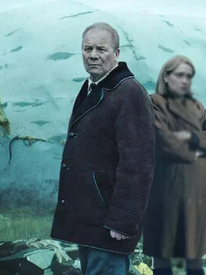 The Bombing of Pan Am 103 Peter Mullan Brown Shearling Coat