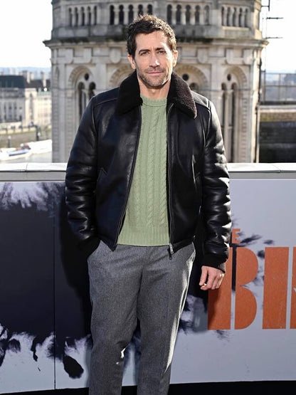 The Bride 2026 Jake Gyllenhaal Black Leather Jacket