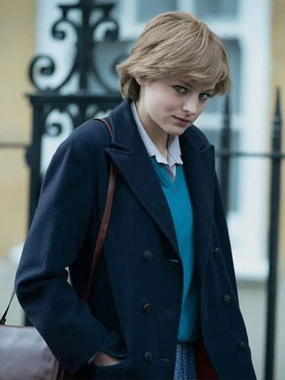 The Crown Lady Diana Blue Wool Coat