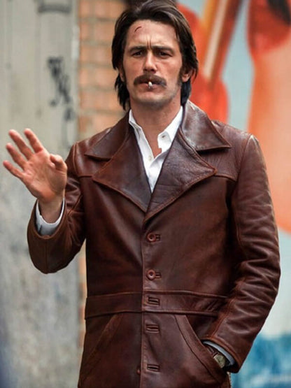 The Deuce James Franco Brown Distressed Leather Coat