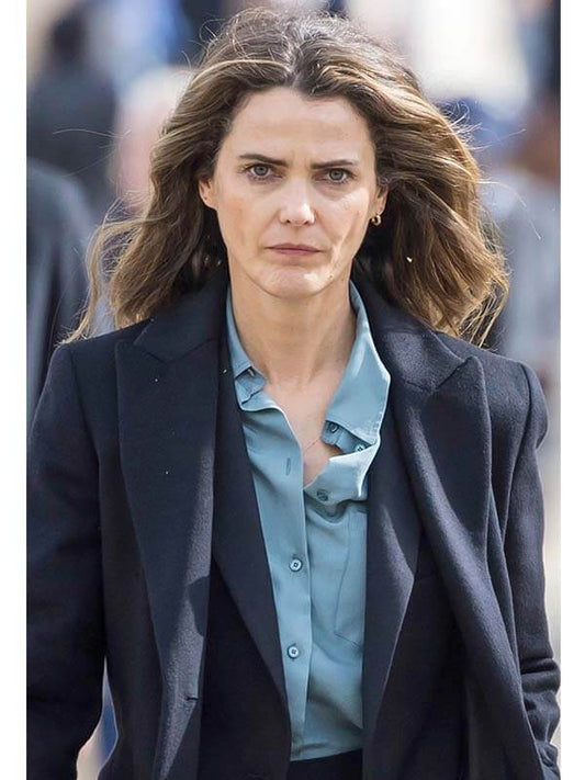The Diplomat S02 Keri Russell Blue Wool Coat