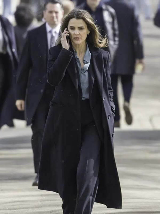 The Diplomat S02 Keri Russell Blue Wool Coat