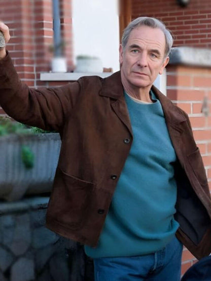 The Game 2025 Robson Green Suede Jacket