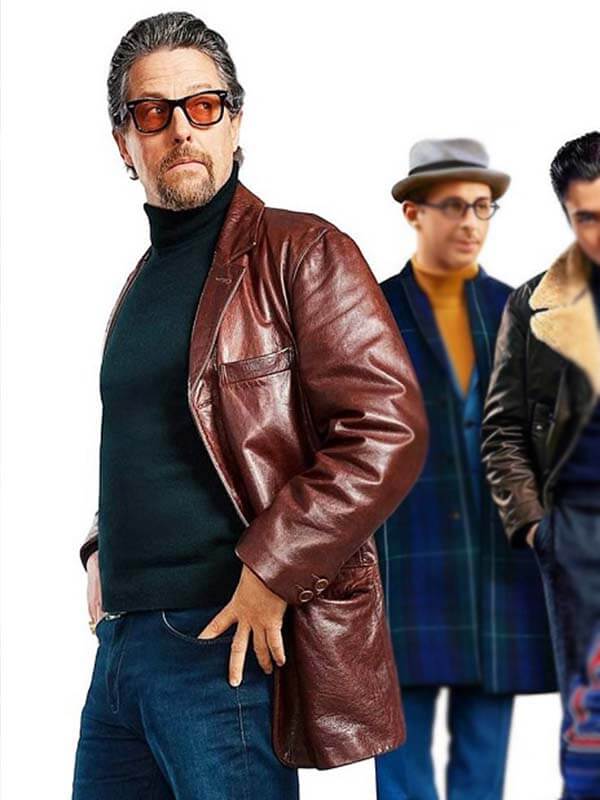 The Gentlemen Hugh Grant Brown Leather Blazer