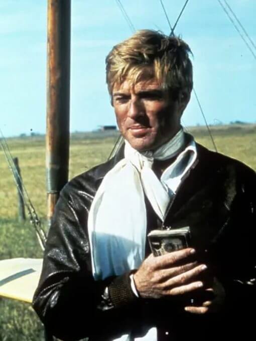 The Great Waldo Pepper Robert Redford Black Leather Coat