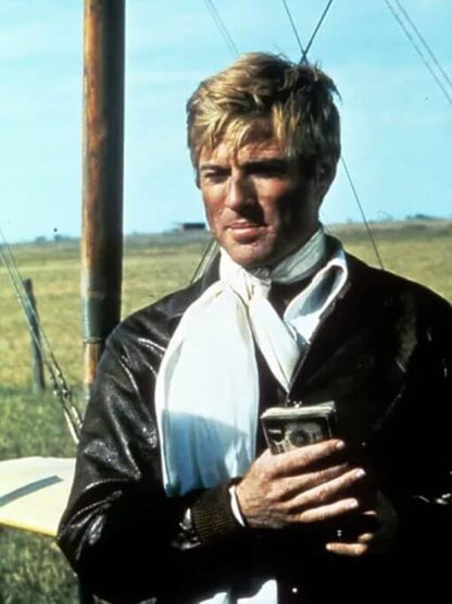 The Great Waldo Pepper Robert Redford Black Leather Coat