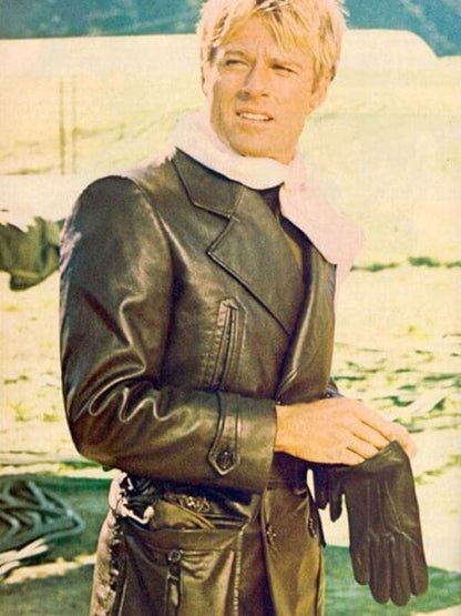 The Great Waldo Pepper Robert Redford Black Leather Coat