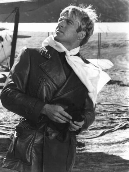 The Great Waldo Pepper Robert Redford Black Leather Coat