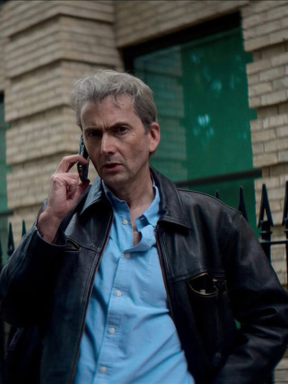 The Hack 2025 David Tennant Black Leather Jacket