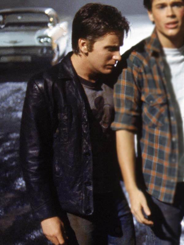 The Outsiders 1983 Emilio Estevez Black Leather Jacket
