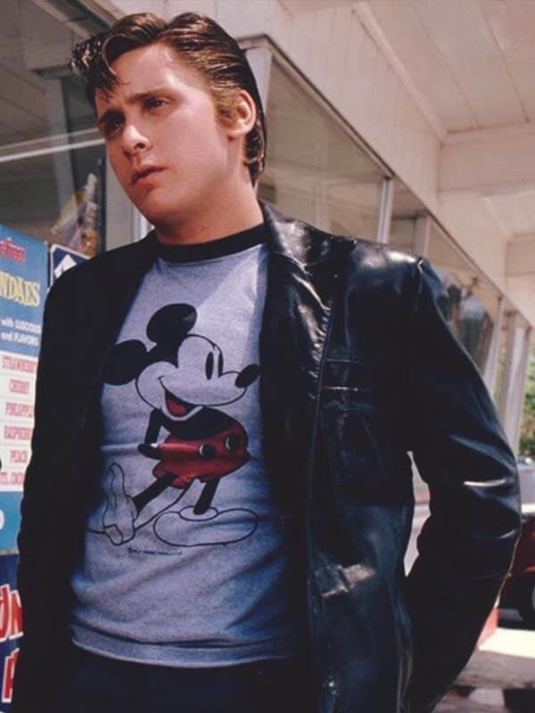 The Outsiders 1983 Emilio Estevez Black Leather Jacket