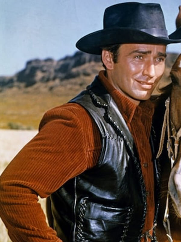 The Virginian James Drury Black Leather Vest