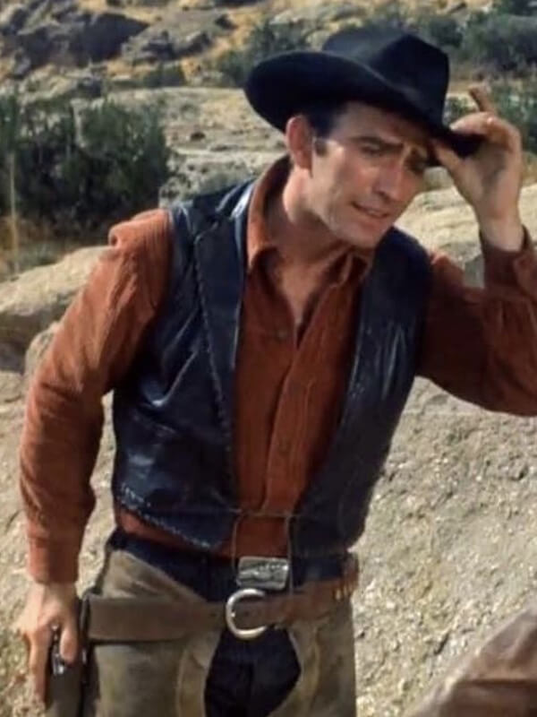 The Virginian James Drury Black Leather Vest