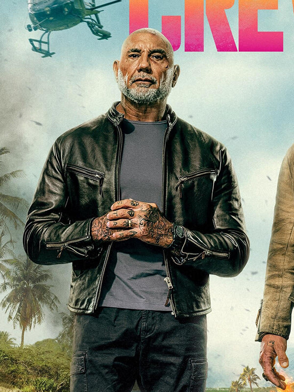 The Wrecking Crew 2026 Dave Bautista Black Leather Jacket