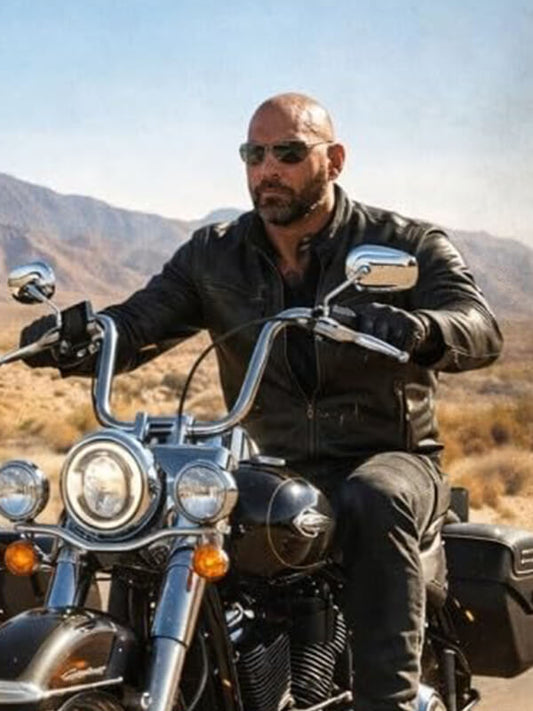The Wrecking Crew 2026 Dave Bautista Black Leather Jacket