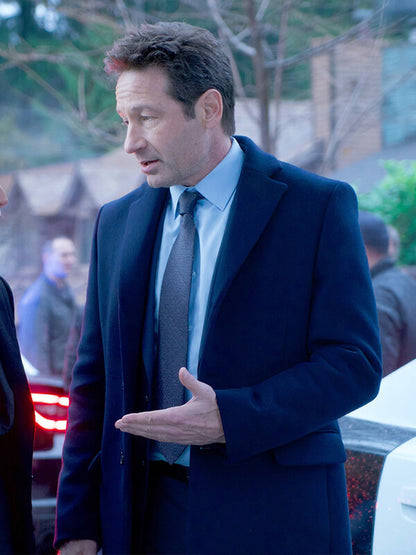 The X File S11 David Duchovny Blue Wool Coat