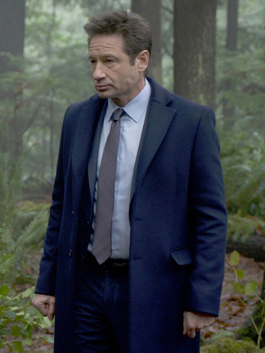 The X File S11 David Duchovny Blue Wool Coat