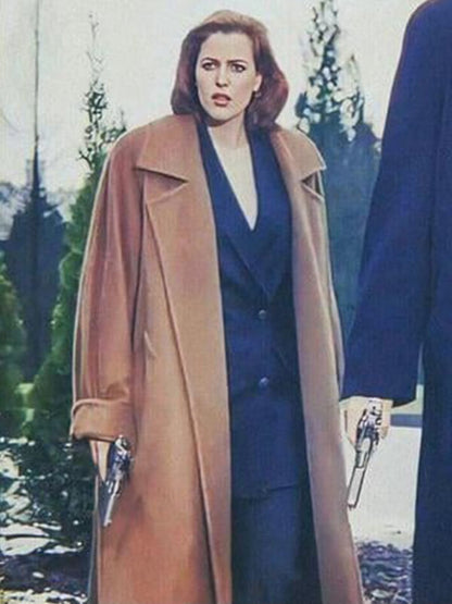 The X Files S01 Gillian Anderson Brown Wool Coat