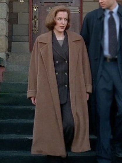 The X Files S01 Gillian Anderson Brown Wool Coat