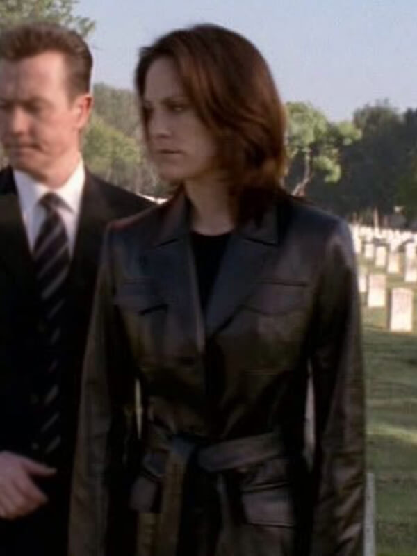 The X Files S09 Annabeth Gish Black Leather Coat