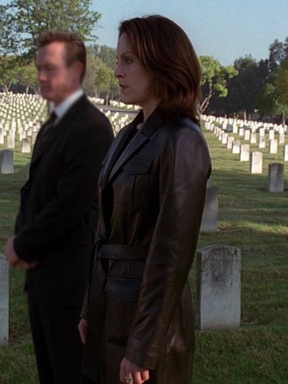 The X Files S09 Annabeth Gish Black Leather Coat