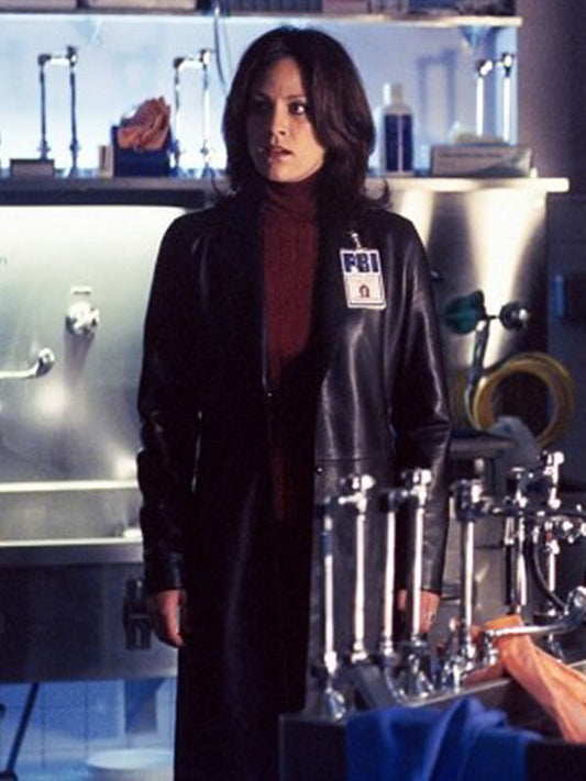 The X Files S09 Monica Reyes Black Leather Coat