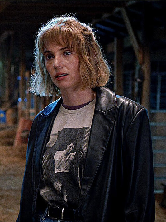 Stranger things Season 05 Robin Black Leather Coat