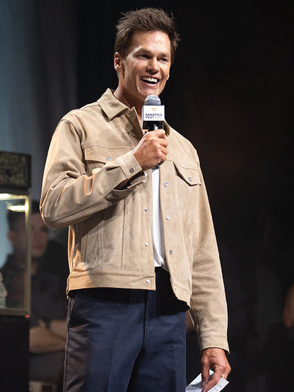 Tom Brady Fanatics Fest 2026 Brown Suede Jacket