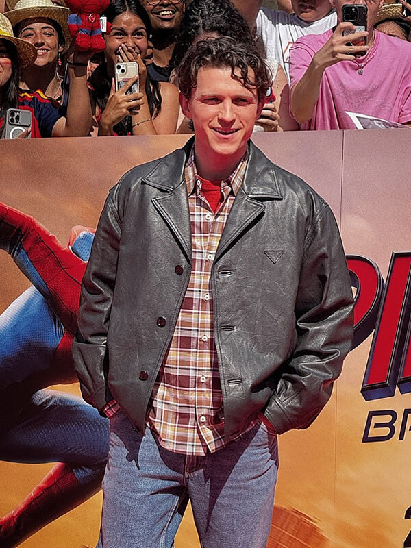 Tom Holland Spider-Man Brand New Day Black Leather Jacket