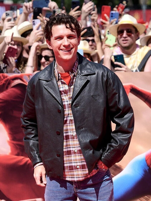 Tom Holland Spider-Man Brand New Day Black Leather Jacket