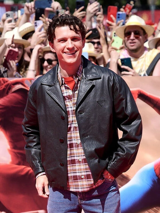 Tom Holland Spider-Man Brand New Day Black Leather Jacket
