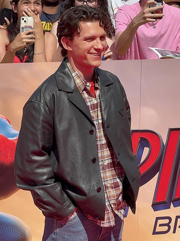 Tom Holland Spider-Man Brand New Day Black Leather Jacket