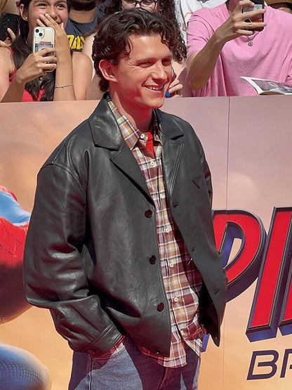 Tom Holland Spider-Man Brand New Day Black Leather Jacket