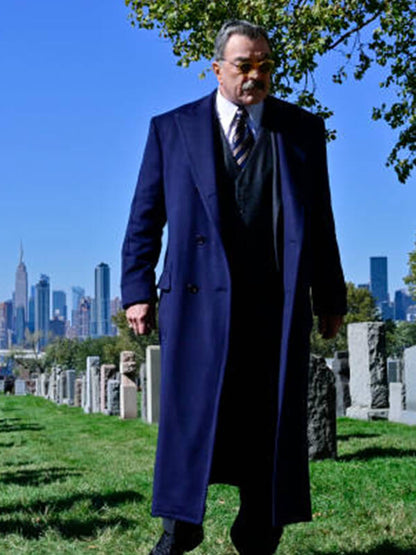 Tom Selleck Blue Bloods Blue Wool Coat