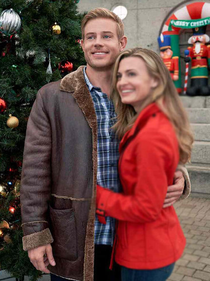 Trevor Donovan Nostalgic Christmas Brown Shearling Jacket