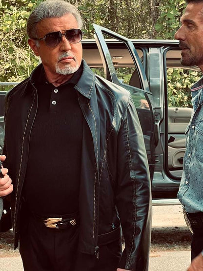 Tulsa King S03 Dwight Manfredi Black Leather Jacket