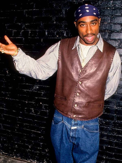 Tupac Shakur Brown Leather Vest