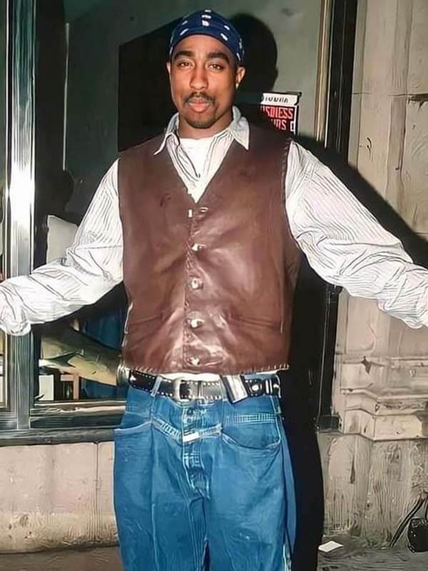 Tupac Shakur Brown Leather Vest